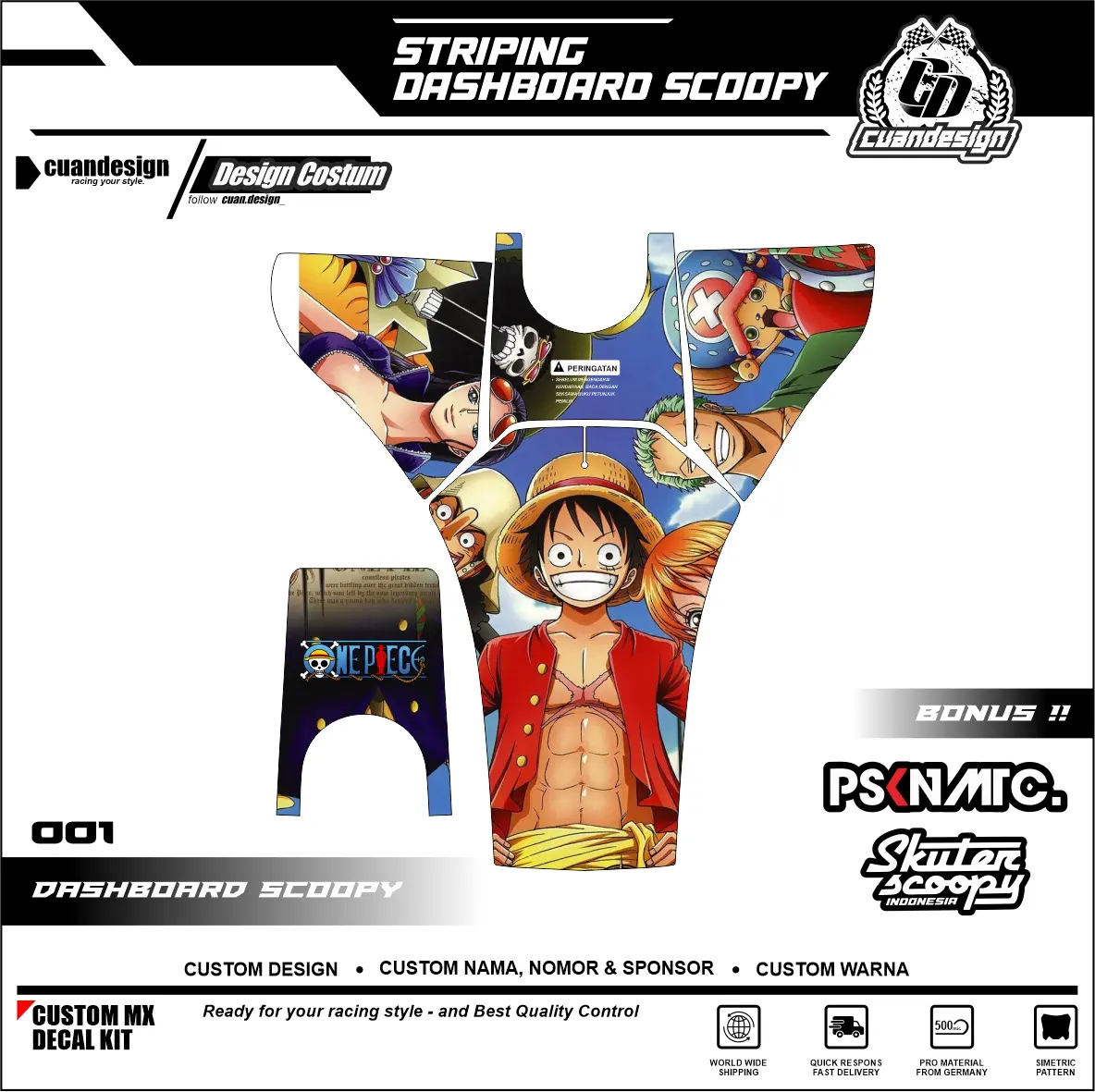 ONE PIECE EDITION STIKER STRIPING PELINDUNG DASHBOARD / THANKPAD / DECKPAD MOTOR SCOOPY STICKER SCOOPY 2020 2021 2022