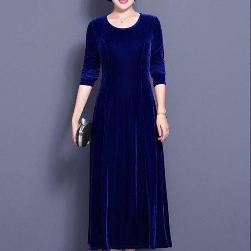 Đầm Nhung. .mã váy nhung dài tay mùa xuân , thu , đông , dáng rộng ôm eo 8 mảnh ,phom dài xoè thời trang giản dị , sang trọng , đi chơi , đi tiệc , và các sự kiện nổi bậc quý phái Nữ Ươmen.