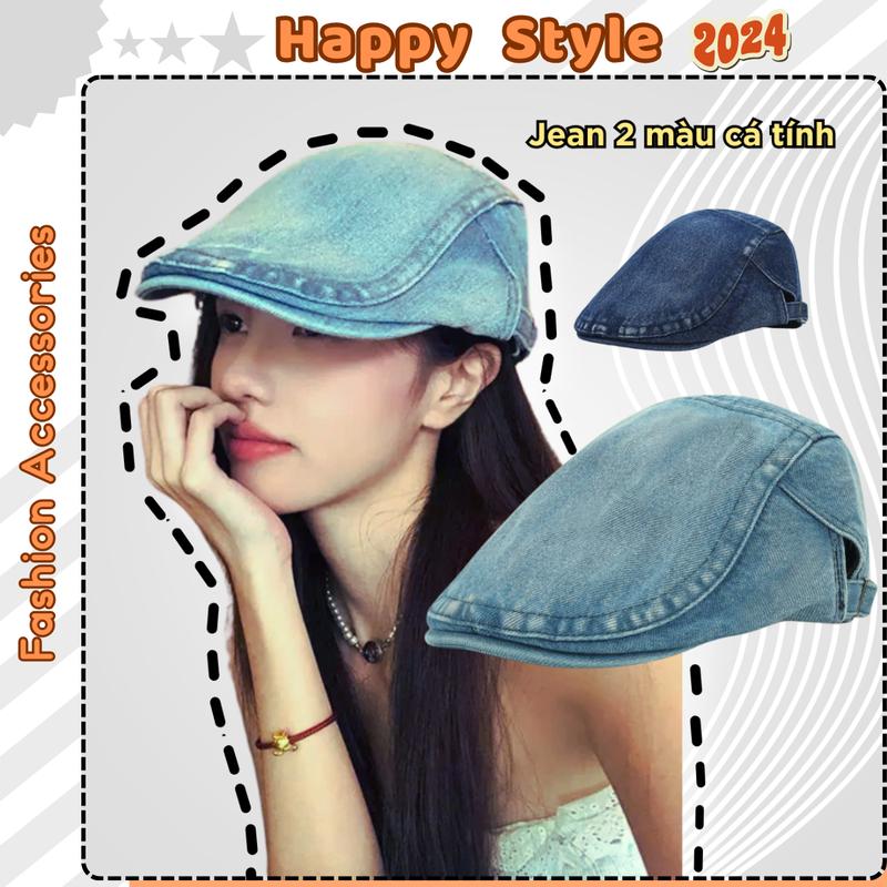 Mũ Beret Jean Nón Mỏ Vịt Lưỡi Trai Chất Demin Cao Cấp Phong Cách Retro Form Unisex Nam Nữ N235 Cap Hat