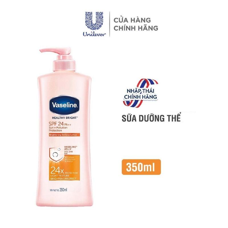   4  Sữa Dưỡng Thể Vaseline Healthy Bright Với Spf 24 Pa++ Hỗ Trợ Chống Nắng & Dưỡng Body Nữ 350ml 