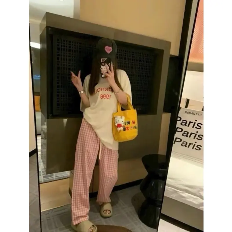 Quần đũi kẻ nữ cạp chun dây rút điều chỉnh chất mát, fom nhỏ. Women Pants Ong 3