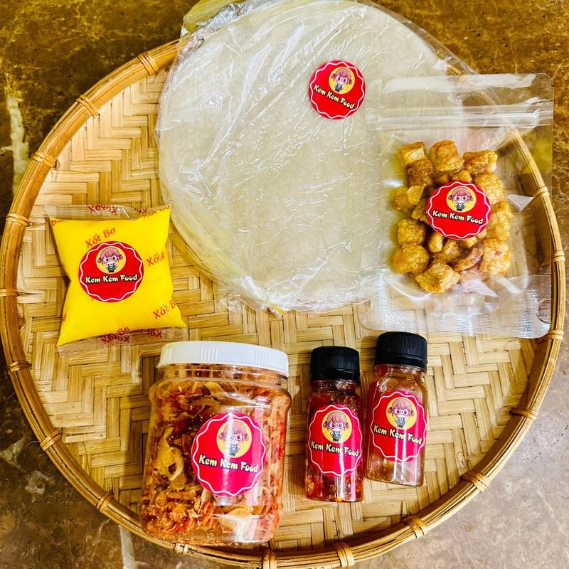 Combo 6 Món Bánh Tráng Phơi Sương + Muối Tép Hành Phi + Bơ Béo + Sốt Tắc + Ớt Rim  kèm Tốp Mỡ Gòn Rụm [FREESHIP] Ăn Vặt Food