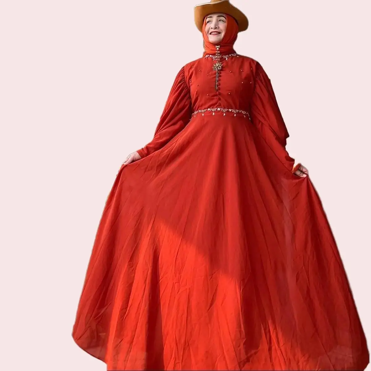 Gamis Wanita Mutiara Balon Banyak Warna Army Biru Muslim Dress Maxi Dewasa Pesta SEO