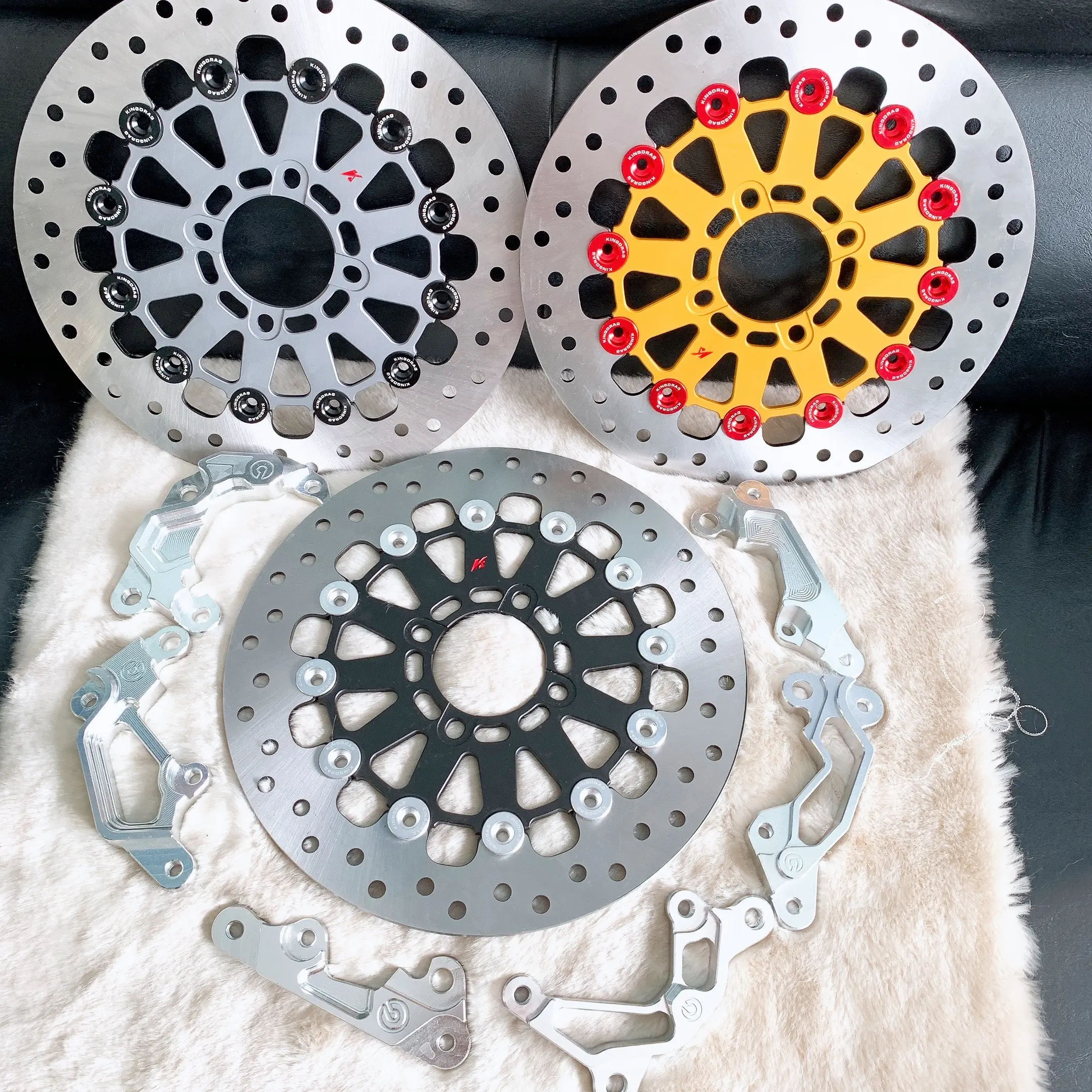 Đĩa King Drag V2 Thailand, lòng nhôm 4 lỗ thông dụng, size 267mm_Kèm Pát CNC lắp heo zin cho tất cả dòng xe