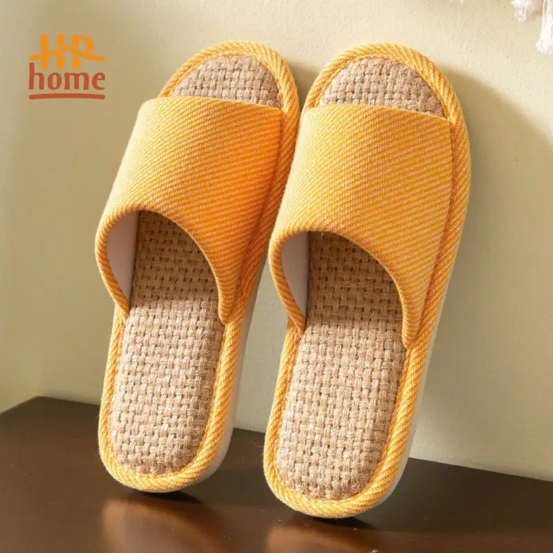 Dép BASIC Đế Cói Vải Lanh Đi Trong Nhà, Thiết Kế Đơn Giản và Sang Trọng, Đế Cao Su Non Chống Trơn Trượt, Đi Trong Nhà, Thích Hợp Cho Nam Nữ Và Cặp Đôi Gia Dụng HP HOME 4