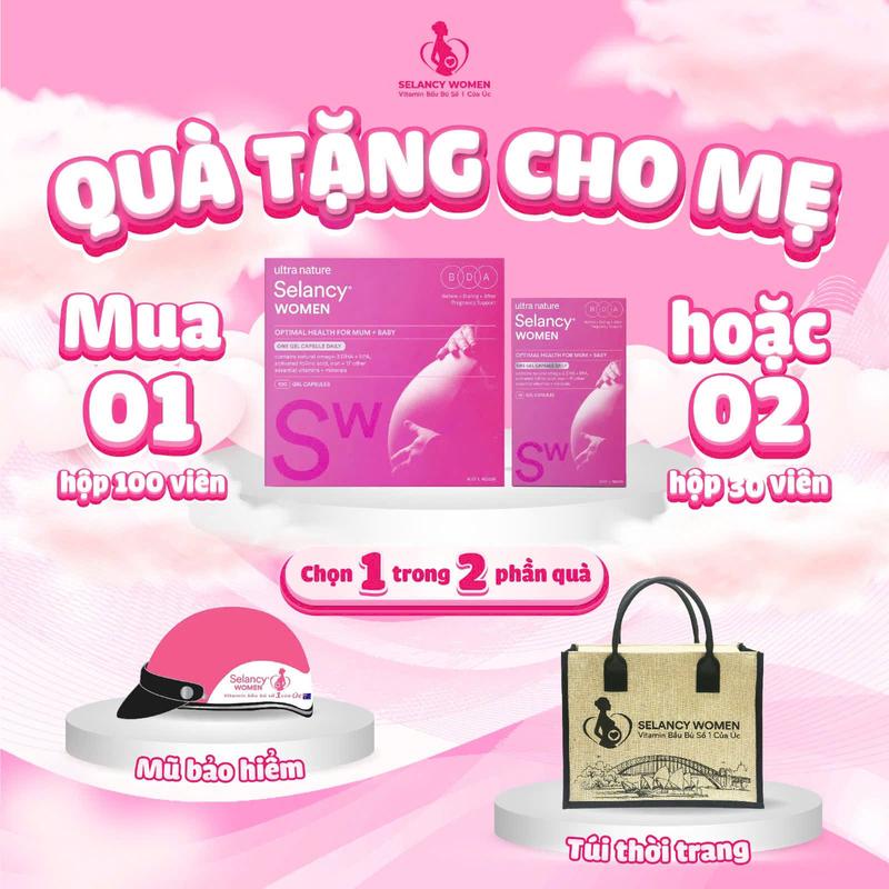 SELANCY WOMEN Hộp 30 viên - 100 viên vitamin tổng hợp cho mẹ bầu Ultra Nature Của Úc Mẫu mới Men Vi Sinh
