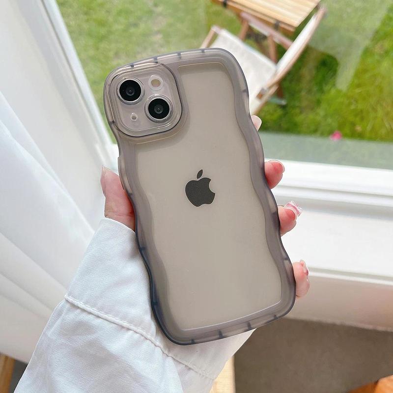 Product Introduction of for iPhone 15 14 13 12 11 Pro Max Mini XS SE 7 8 Plus Case Cute Transparent Curly Wave Hybrid Shockproof Bumper Cover Soft Funda 6