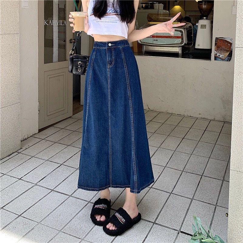 Product Introduction of Chân Váy Denim Dài, Ngoại Cỡ Cho Cô Gái Đầy Đặn, Váy Ô Chữ A Dài Nửa Người Dành Cho Nữ, Dài Trung Bình Qua Đầu Gối, Cạp Cao, Vải Mỏng, Ngoại Cỡ, Quần Áo Nữ, 100,00kg Women Khuy 4