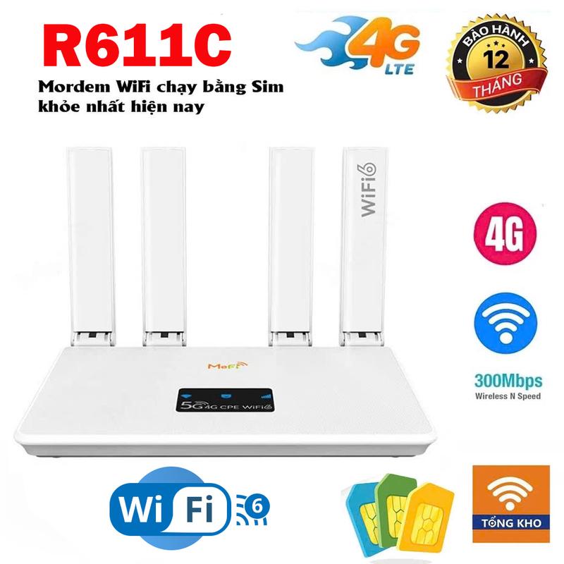 Bộ Phát Wifi 4G R611C - Tích Hợp Wifi 6, 4 Ăng Ten Mạnh Mẽ, Tốc Độ Cao, Hoạt Động Bền Bỉ 24/24