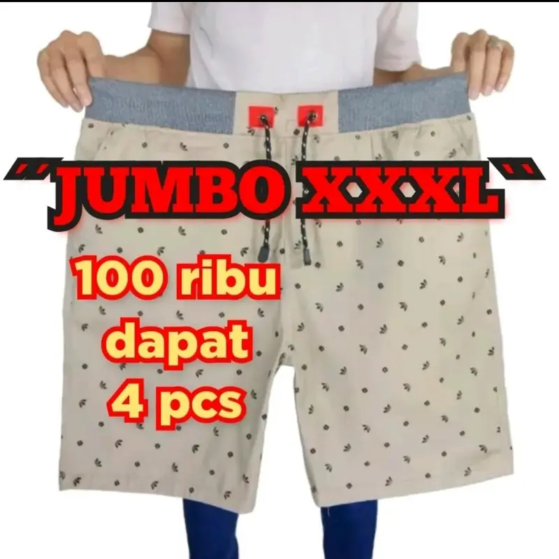 PAKET 100 RIBU DAPAT 5PCS CELANA PENDEK CHINO MOTIF PRINTING ALLSIZE JUMBO BIGSIZE PINGGANG KARET KATUN HITAM GREY ARMY MOTIF SHORTS Dewasa Santai Twill 1