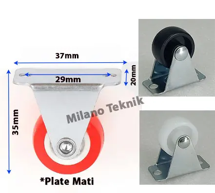 Roda PVC 1 inch (Mati-Hidup-Rem) KASTOR Taiwan Roda Troli Nylon Furniture Etalase/pcs 1