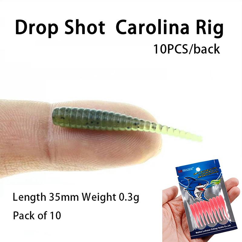 Product Introduction of 10pcs 35mm 0.3g Lua Root Fishing Soft Bait Threaded Soft Bait Mini Soft Worm Straight Tail Lua Fake Bait 15