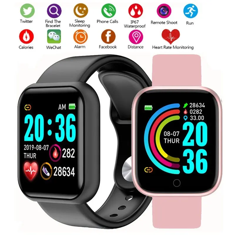Y68 Color Screen Smart Watch, Step Number, Multiple Sports Modes, News Reminder, Photography, M sica, Remote Control Smart Bracelet