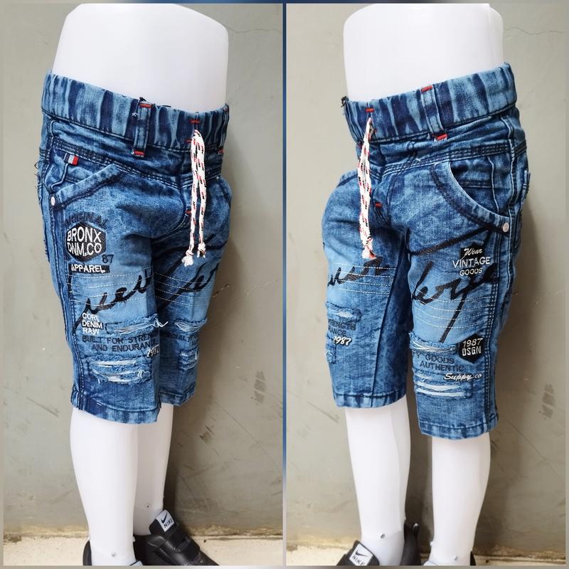 Celana pendek jeans anak laki2 usia 1-12 tahun motif bordir anak cowok keren dan modis 1
