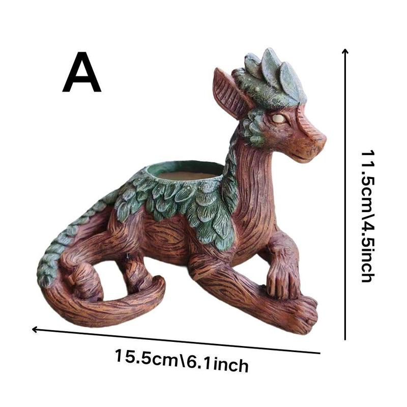 Creative Dragon Design Succulent Pot, 1 Count Cute Dragon Design Succulent Planter, Desktop Decoration Ornament for Home Garden Office, Home Decor, Garden Accessories, Room Accessories, Display, Decorative, Carving 7