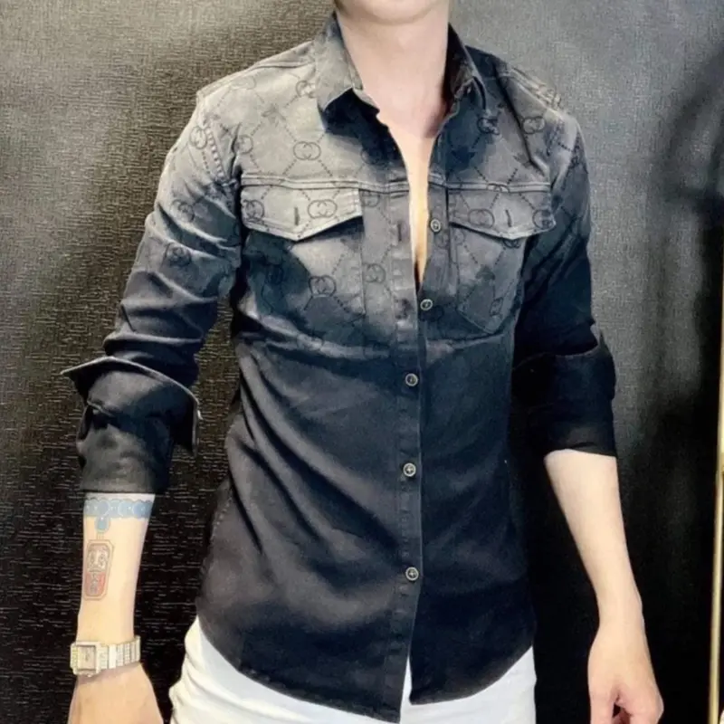 Áo sơ mi nam dài tay in họa tiết đẹp mẫu mới hot hit cao cấp quãng châu Menswear 0