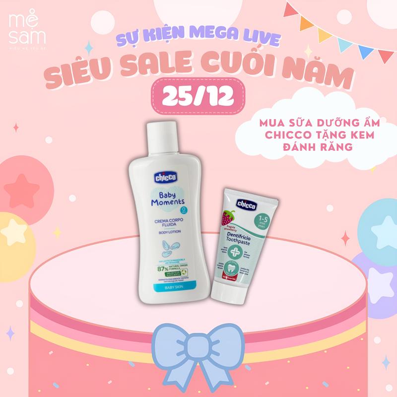 [SIÊU SAO] [Tặng 1 kem đánh răng dâu 15ml Chicco] Sữa dưỡng ẩm chiết xuất hạnh nhân Chicco 0m+ 200ml
