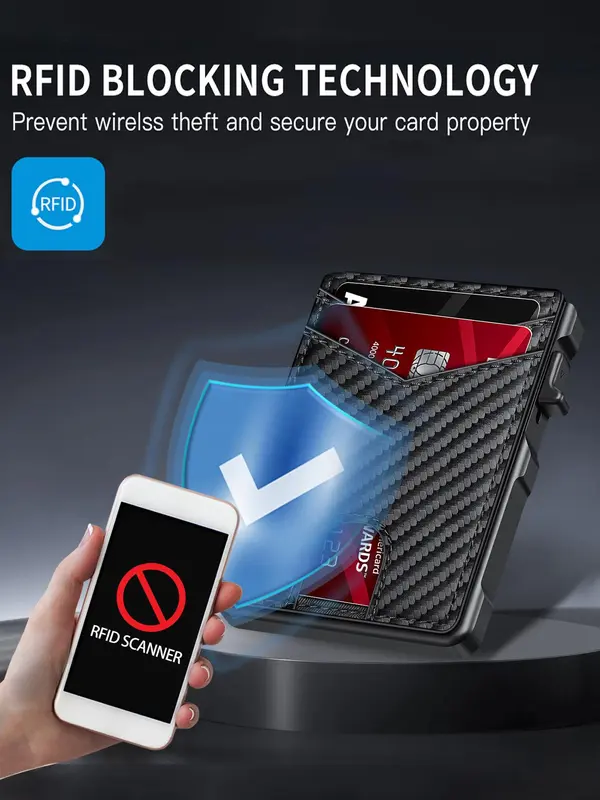 Men's Business Wallet with Card Slots, Casual Pu Leather Pop Up Money Clip Wallet Card Holder, Rfid Blocking for Daily Use (not Contain Airtag), Couples Gifts, Accessories for Men 8