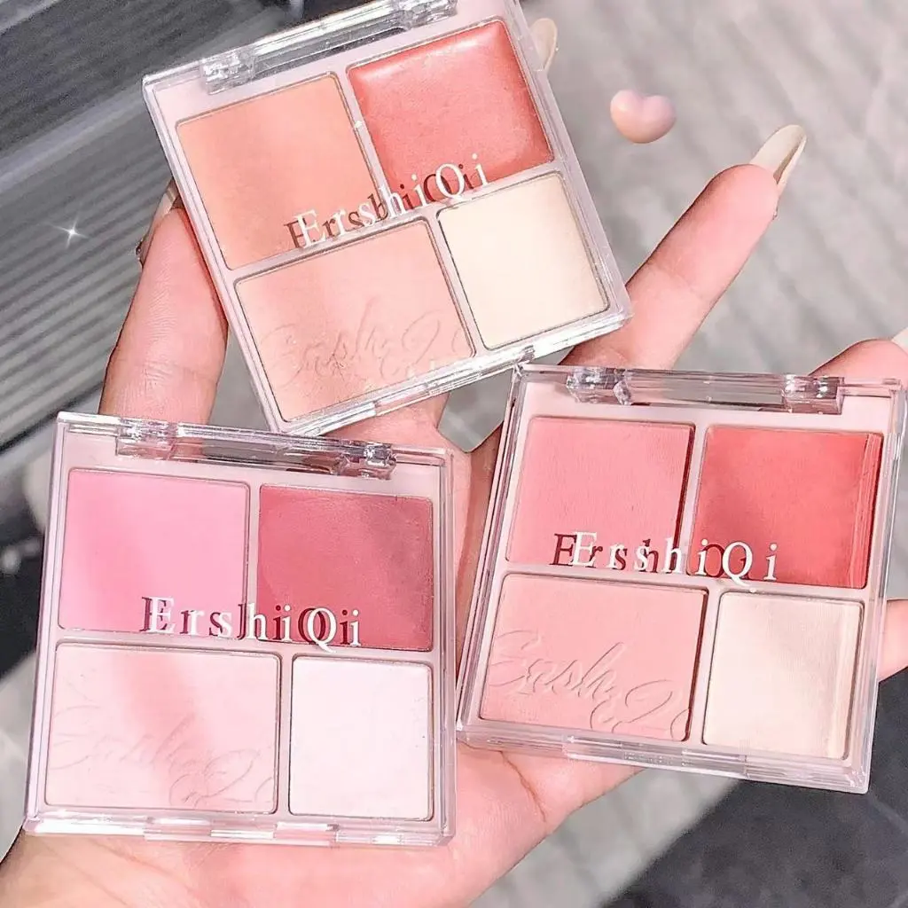 Phấn má Ershiqi, phấn má 4 ô tông hồng hottrend đồ makeup nội địa trung F56 Sammi beauty