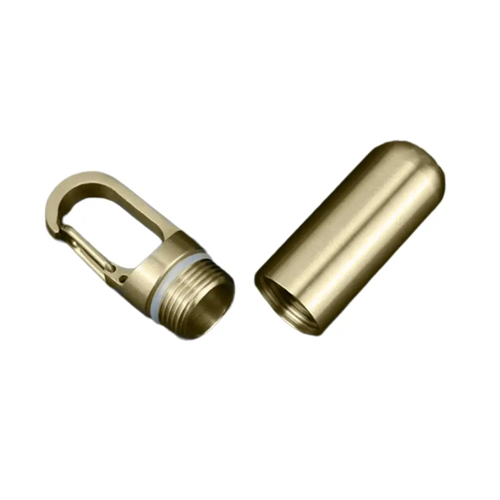 Mini Pills Bottle Keychain Organizers Waterproof Brass Container for Medication