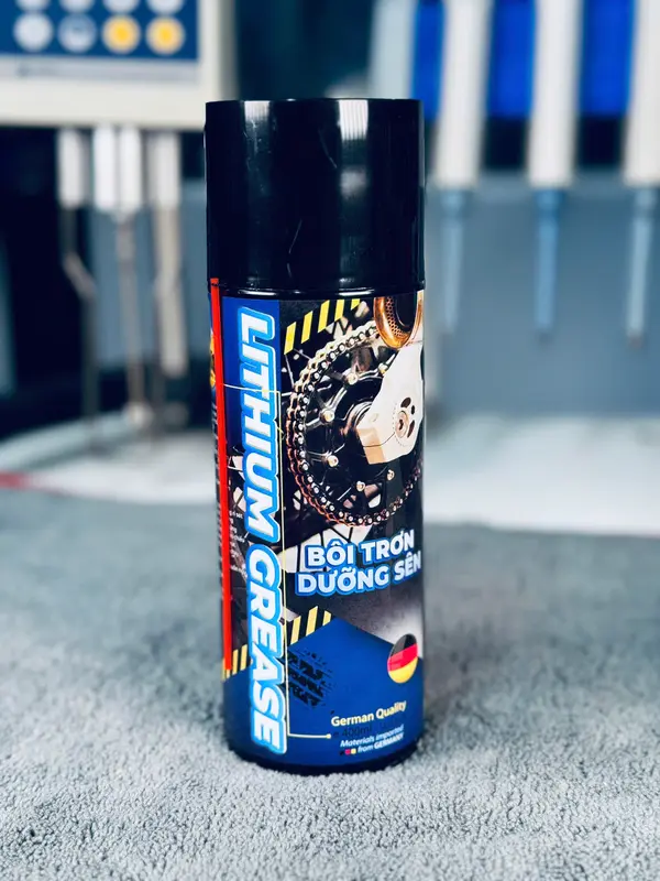 Dưỡng sên mỡ bò kéo tơ sợi xanh chống văng SPRAYKING chai dạng xịt 400ml(dung dịch bôi dưỡng sên xe) gốc mỡ bò lithium xanh 3