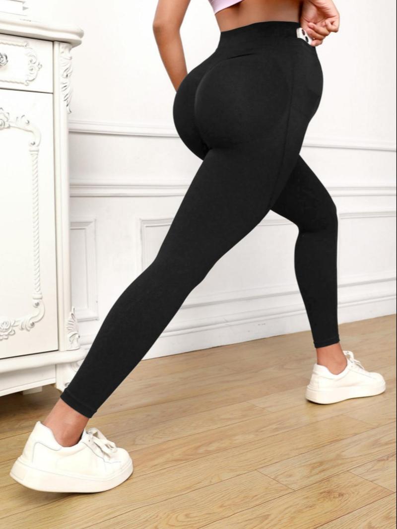 Product Introduction of Women's Solid High Waist Pocket Maternity Leggings, Casual Comfy Breathable High Stretch Seamless Skinny Pants For Pregnancy, Maternity Leggings For Daily Wear 11