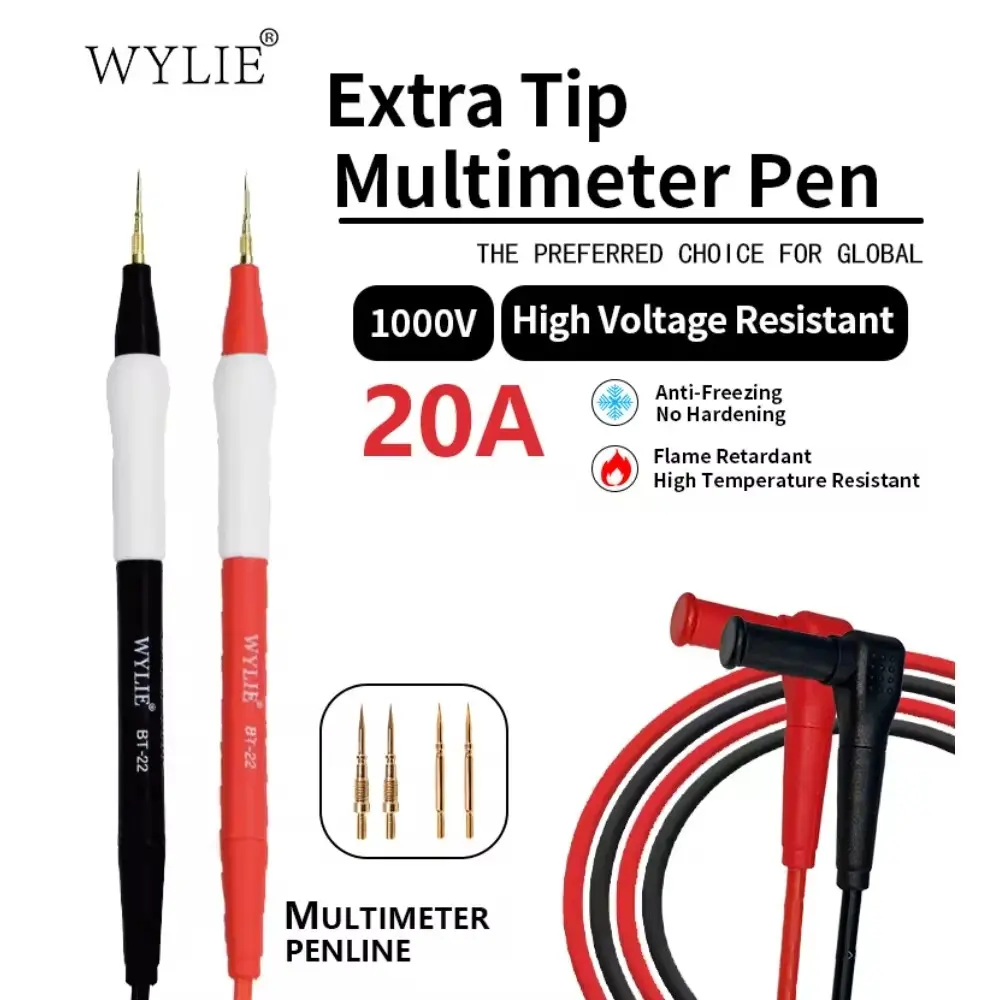WYLIE Ultra-Fine Probe Wire Pen Cable Multimeter Universal Digital Multimeter Probe Test Leads Multimeter Needle Tip Tester Line