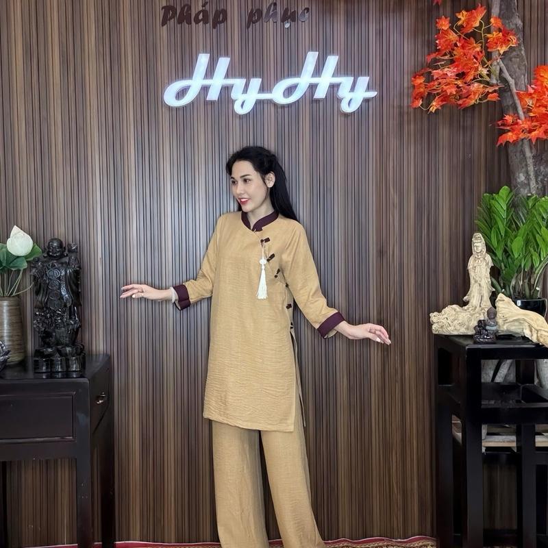 Tâm Giao - Bộ Pháp Phục Lễ Chùa Nữ Bigsize Cổ Tàu Thanh Lịch Trang Nhã-HyHy 1