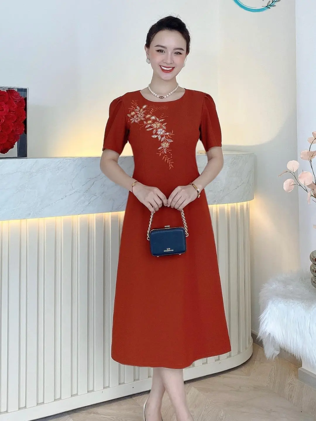 ĐẦM THÊU- HOA - PHỐI PHALE- Dress- Women