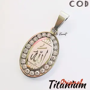 Liontin Titanium Lafas ALLAH Bulat Lonjong Silver Terbaru Kekinian Anti Karat Anti Luntur Anti Alergi Harian