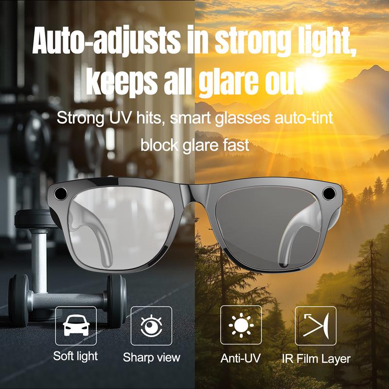 AI Smart Glasses 4K HD Photochromic Glasses Video Recording Wireless Bluetooth Call Glasses Voice Assistant Music Translate - Image 4