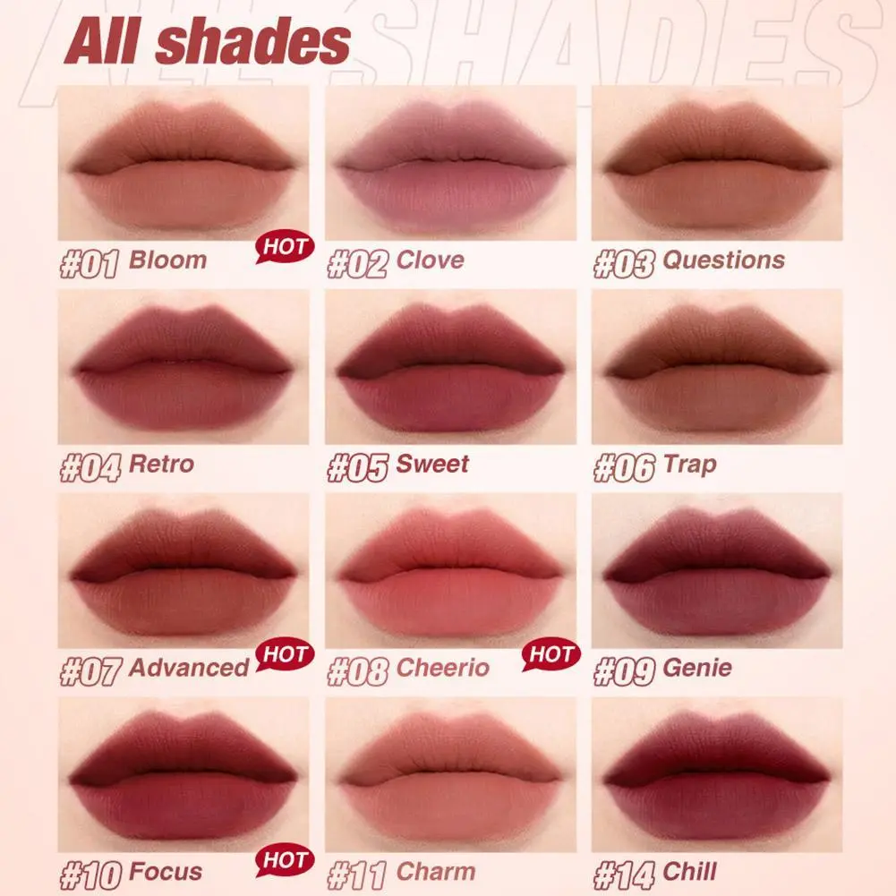O.TWO.O Lip Mud Matte Lipstick Air Velvet Lip Glaze Lip Lasting Gloss Long Q0R0