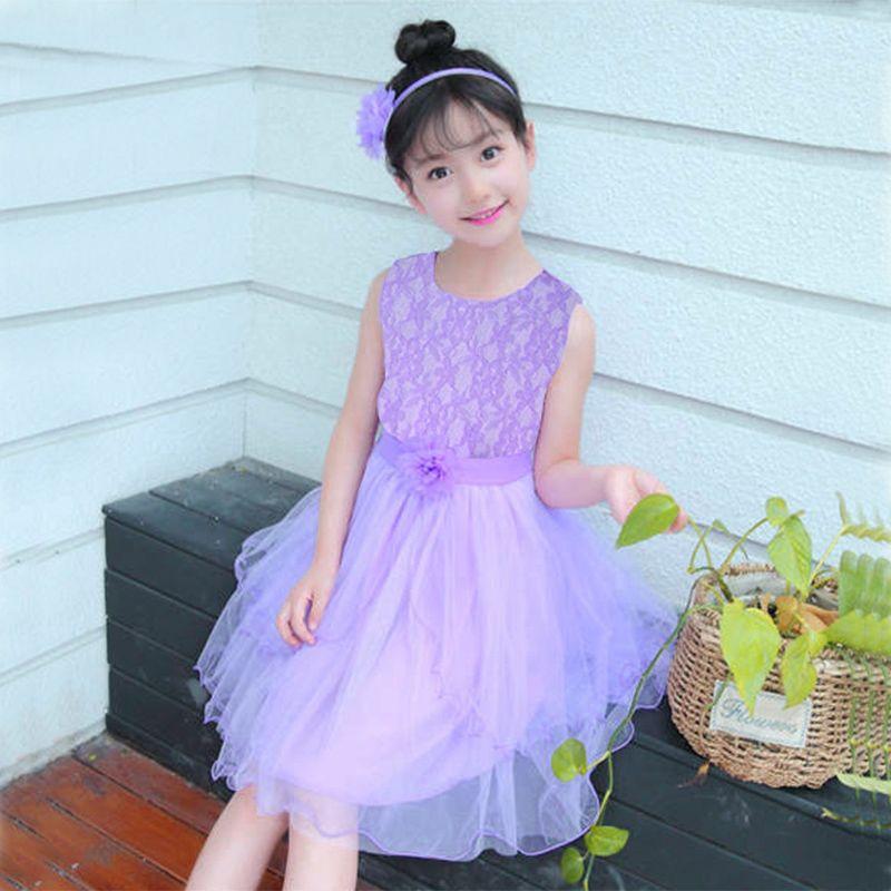 Product Introduction of Girls' Dress Children's Puff Dress Fashion Korean Style Sleeveless Lace Summer Princess Dress for Kids 10