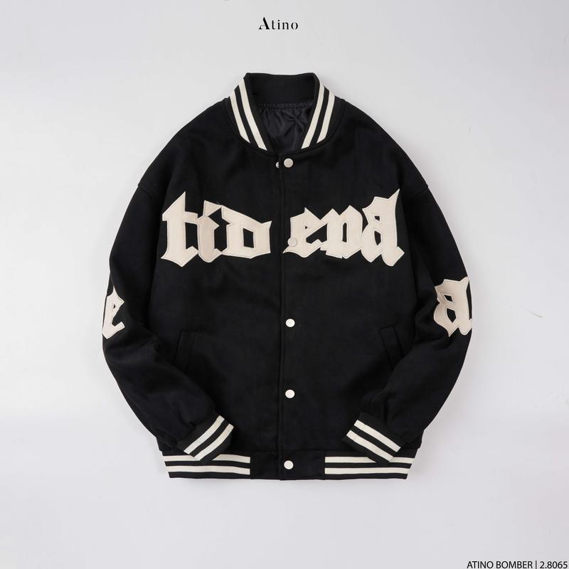 Áo Khoác Bomber Da Lộn Thêu Chữ Atino 3XL.2.8065 Top Jacket 