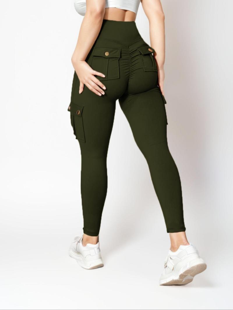 Product Introduction of Women's Solid High Waist Pocket Sports Outdoor Pants, Casual Comfy Breathable Skinny Pants for Yoga Gym Workout, Ladies Sportswear for All Seasons 7
