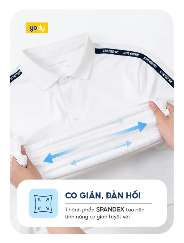 YODY Áo  POLO WAFFLE Nữ Phối Dây Dệt Vai WAPO25S009 2