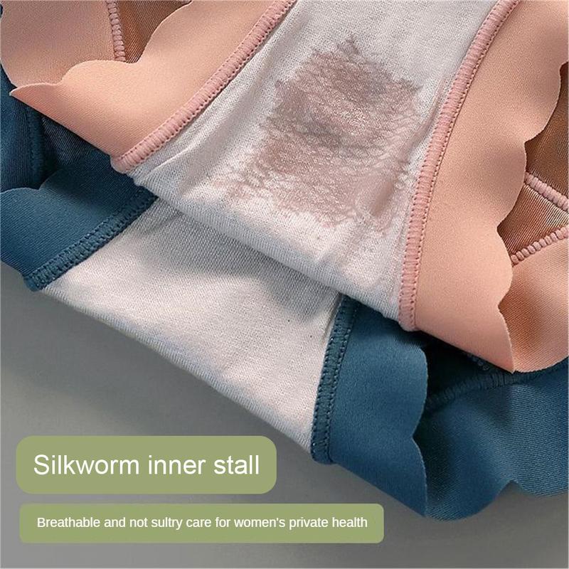 Đồ Lót Satin Lụa, Cạp Cao, Dành Cho Nữ, Lụa Lạnh Kháng Khuẩn, Liền Mạch, Thoáng Khí, Thoải Mái, Thân Thiện Với Làn Da, Quần Đùi Khỏa Thân Tam Giác Bụng Women Voi 3