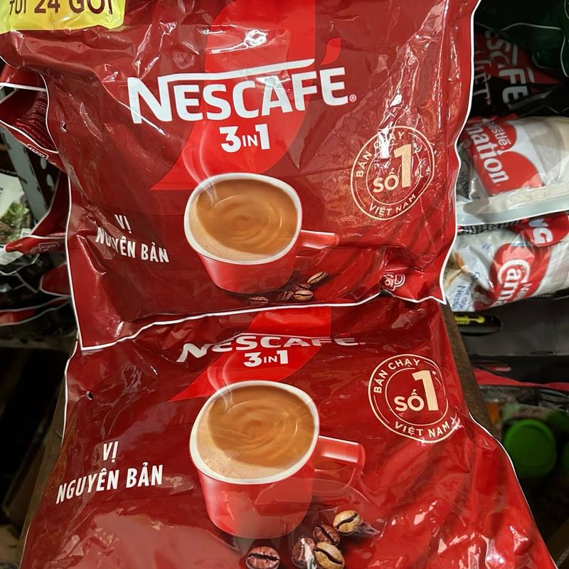 Combo 2 túi cafe sữa Nes 3in1 túi 24 óng rơm nescafe white nhật gói 17g trúc bạch cafesữa