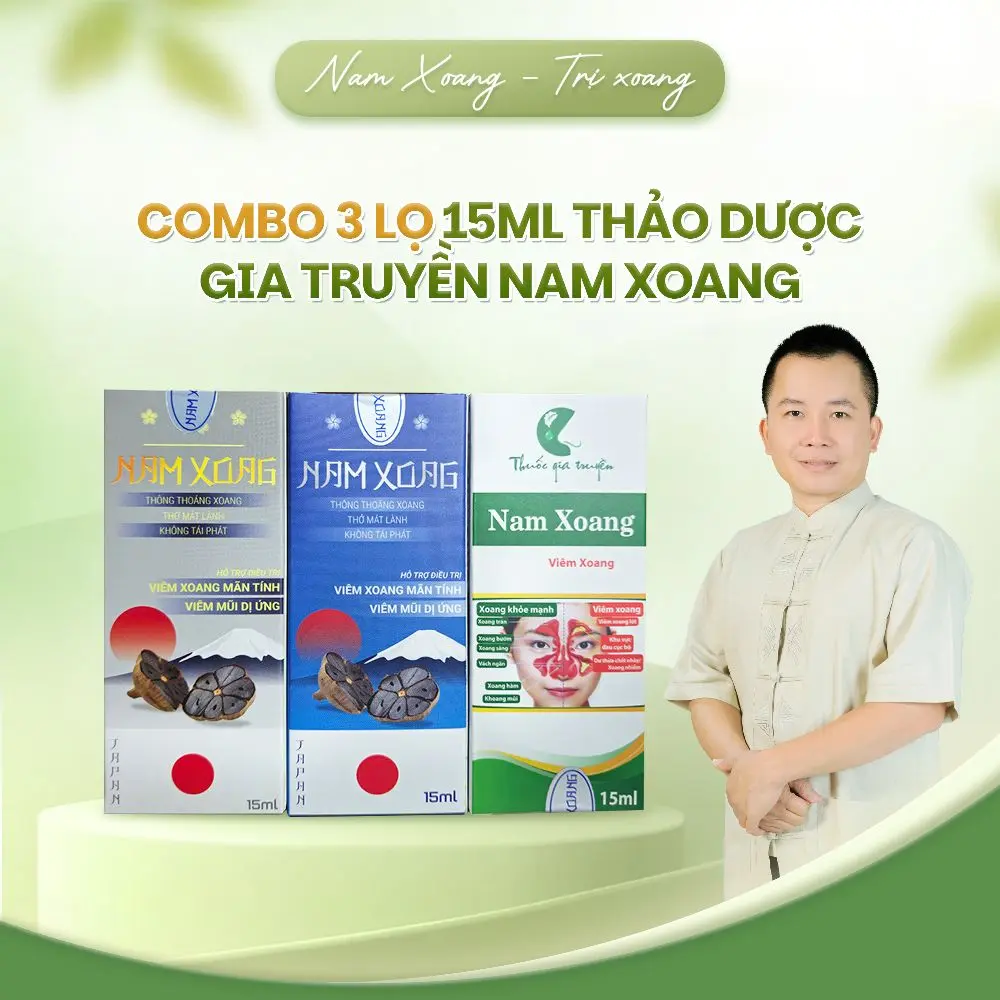 Combo 3 lọ Xịt mũi thảo dược NAM XOANG 15ML ( ghi vàng cấp 1+ xanh dương cấp 2+  gia truyền phòng khám xanh lá cấp 3) - Hương Thảo Dược Mát Lành, Thư Giãn Cho Mũi