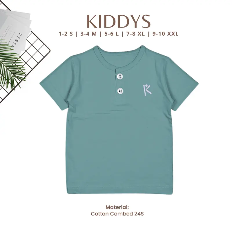 Kiddys Baju Kaos Bordir Pendek Kancing Pakaian Fashion anak Unisex Cotton Combed KA81 4