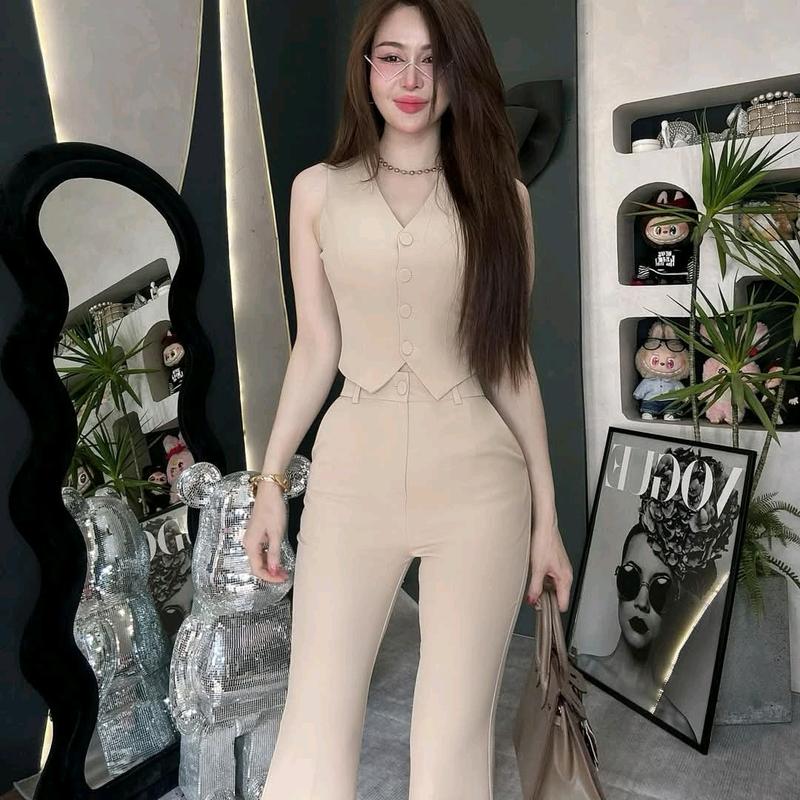 sét áo ghi lê sat nách +  quần ống loe ( dai quần 102 cm) đi tiệc. di làm sang chảnh. Top Nữ Women Ong Nhung Kem 4