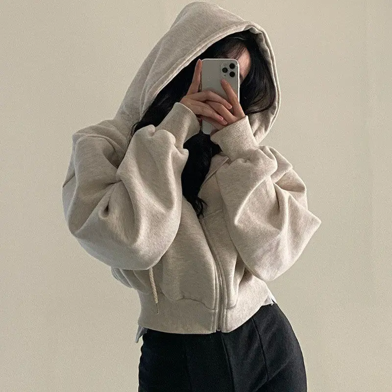 Người mỹ ngắn áo khoác mùa thu năm 2025 đầu mùa thu mỏng vai slimmer mũ zipper