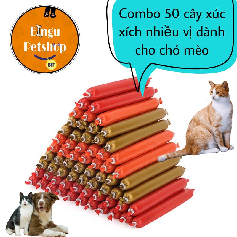 Combo 50 cây xúc xích cho chó mèo | Thức ăn cho chó mèo