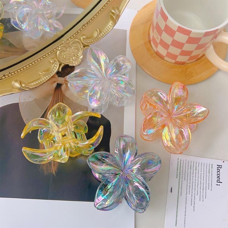 Product Introduction of Transparent Frangipani Hair Clip Girls Sweet Colorful Egg Flower Hair Claws Ponytail Hair Clips Wedding Party Gifts Hair Accessories 21