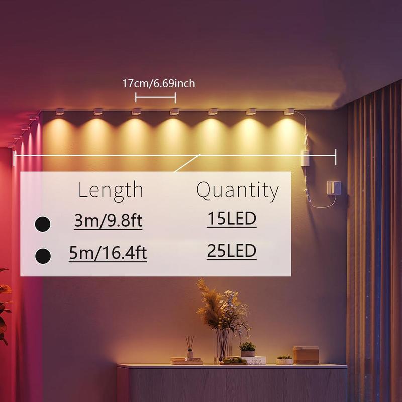 LED String Light, 1 Count Smart LED String Light with Remote Control & APP Connection Function, Indoor Wall Light RGB String with Color Changing & Music Sync 1