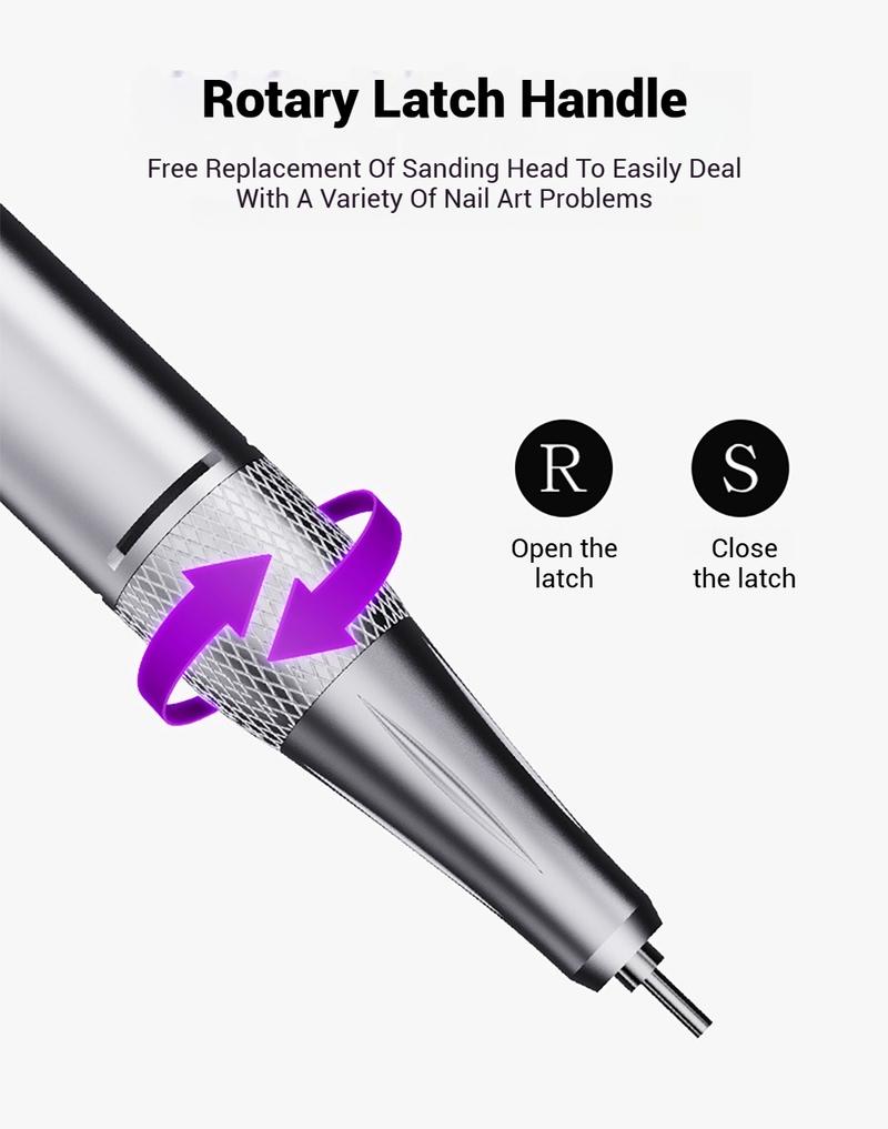 Product Introduction of 45000RPM Nail Drill Machine Electric Rechargeable Nail Sander for Gel Nails Polishing For Home Manicure Salon Portable Nail File Aluminum Acrylic 20