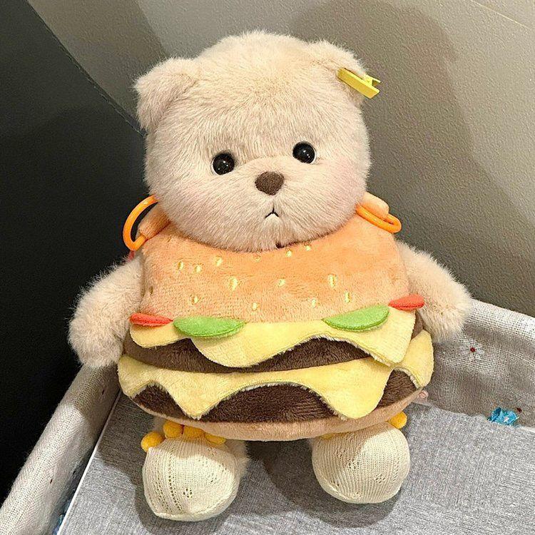 Balo Bear Messenger, Túi Khoai Tây Chiên Hamburger, Búp Bê Dễ Thương, Mặt Dây Chuyền Ba Lô, Búp Bê Nhồi Bông, Quà Sinh Nhật, 2024 2