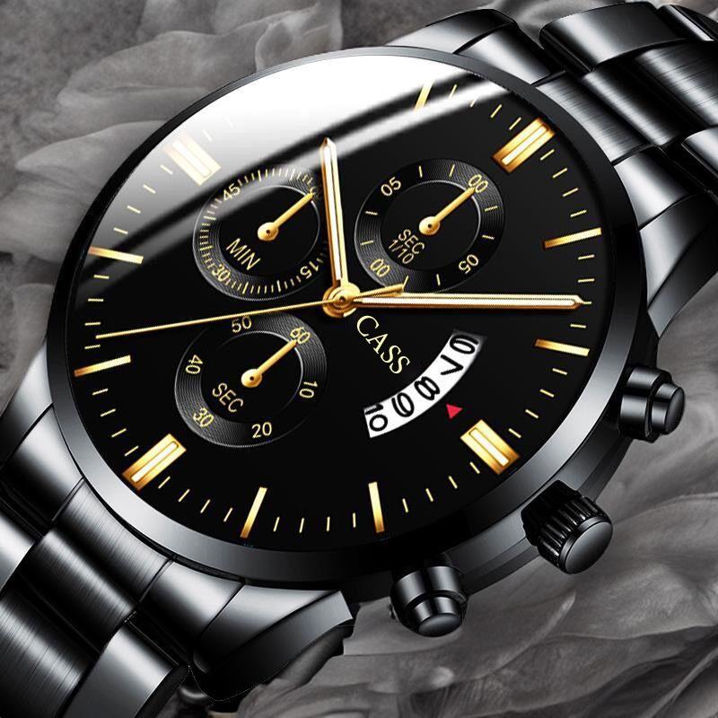 Product Introduction of CASS JAM TANGAN PRIA TERBARU 2023 BAND BAJA KALENDER LEDAKAN BAND KUARSA WATCH MEN'S BUSINESS MEN'S WATCH THREE DIAL DIAL WATCH WATCH 6