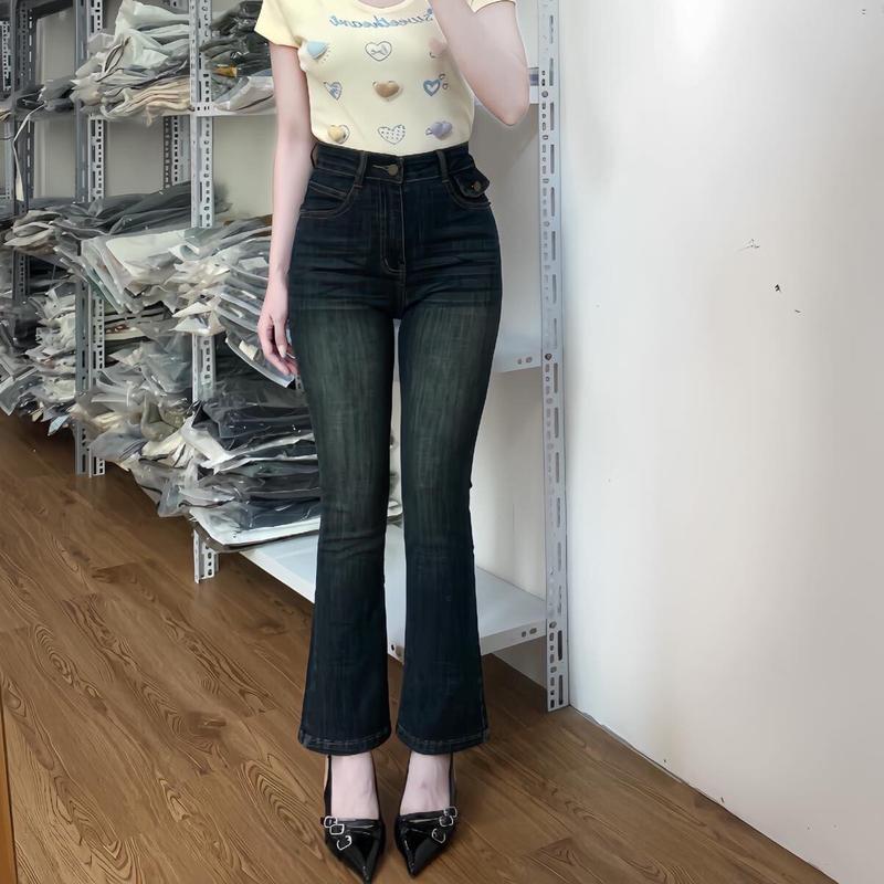 Quần jeans loe ôm qc dành cho nấm dài 87-90cm cao 1m45-1m52 2