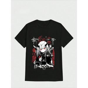 Camisa de manga corta desgastada para hombres con estampa de personaje de anime, para verano